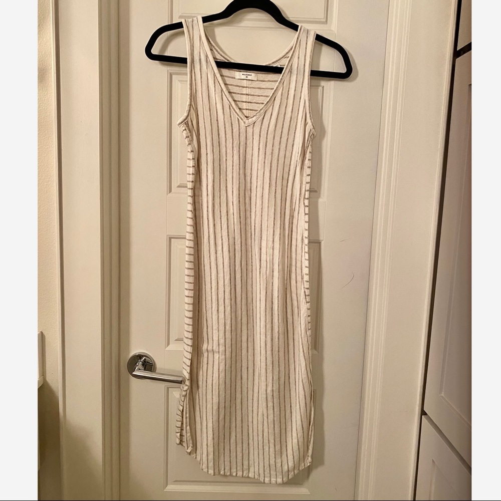 Billy Reid ivory tan striped midi dress vneck tank